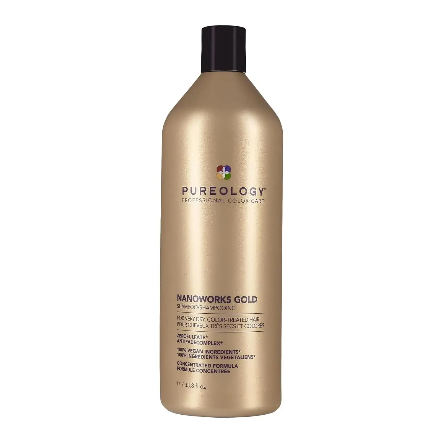 Pureology Nanoworks Gold Shampoo For Very Dry and Color-Treated Hair, Renews Softness & Shine, Sulfate-Free & Vegan