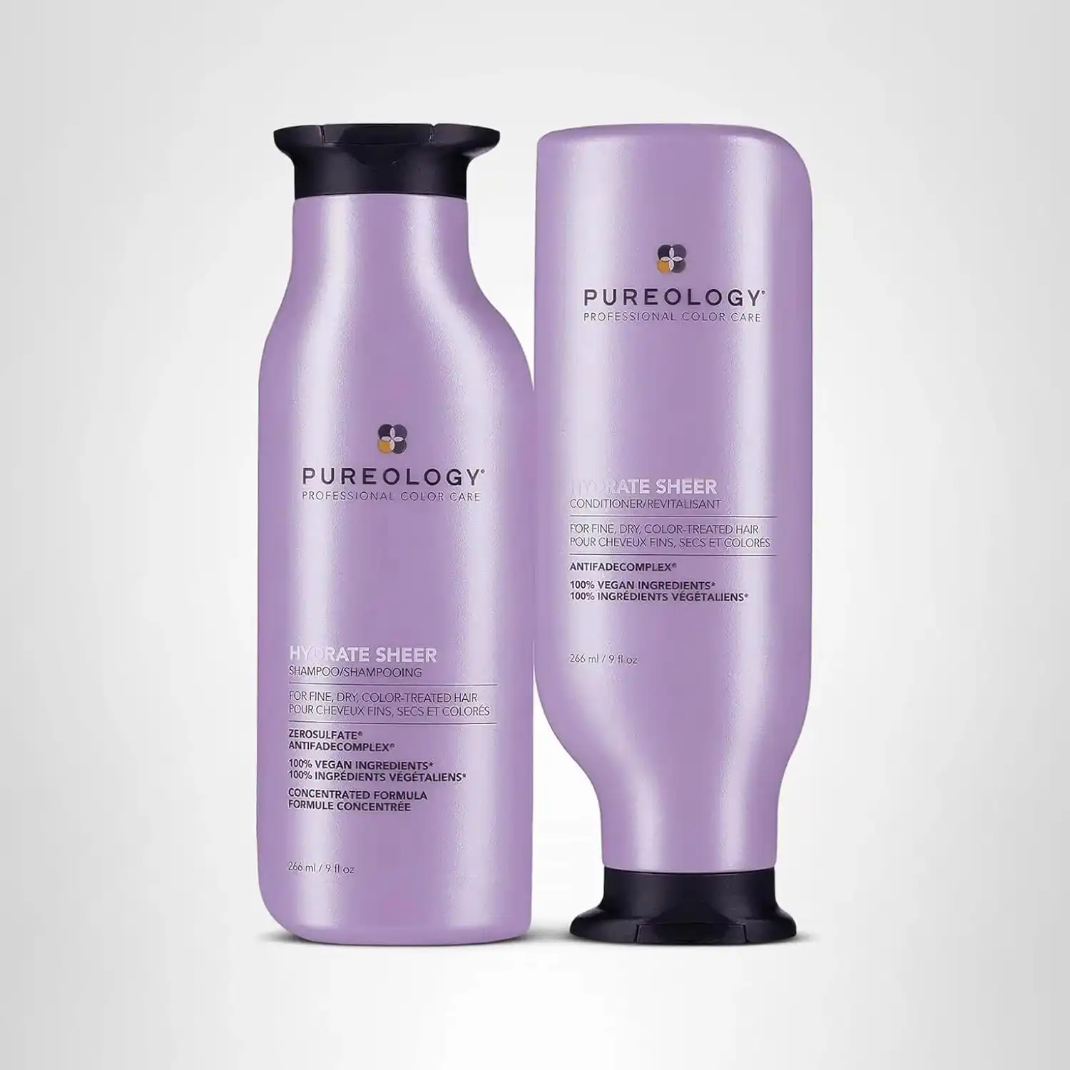 Pureology Hydrate Sheer Nourishing Shampoo & Conditioner Set - For Fine, Dry Color Treated Hair, Sulfate-Free